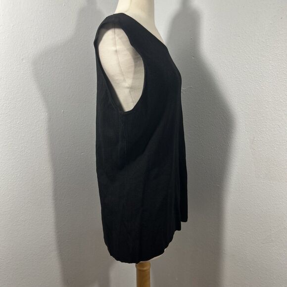 Jones New York Top Womens 2X Black Ribbed Dark Fairy Old Money Sleeveless Blouse - Picture 4 of 7